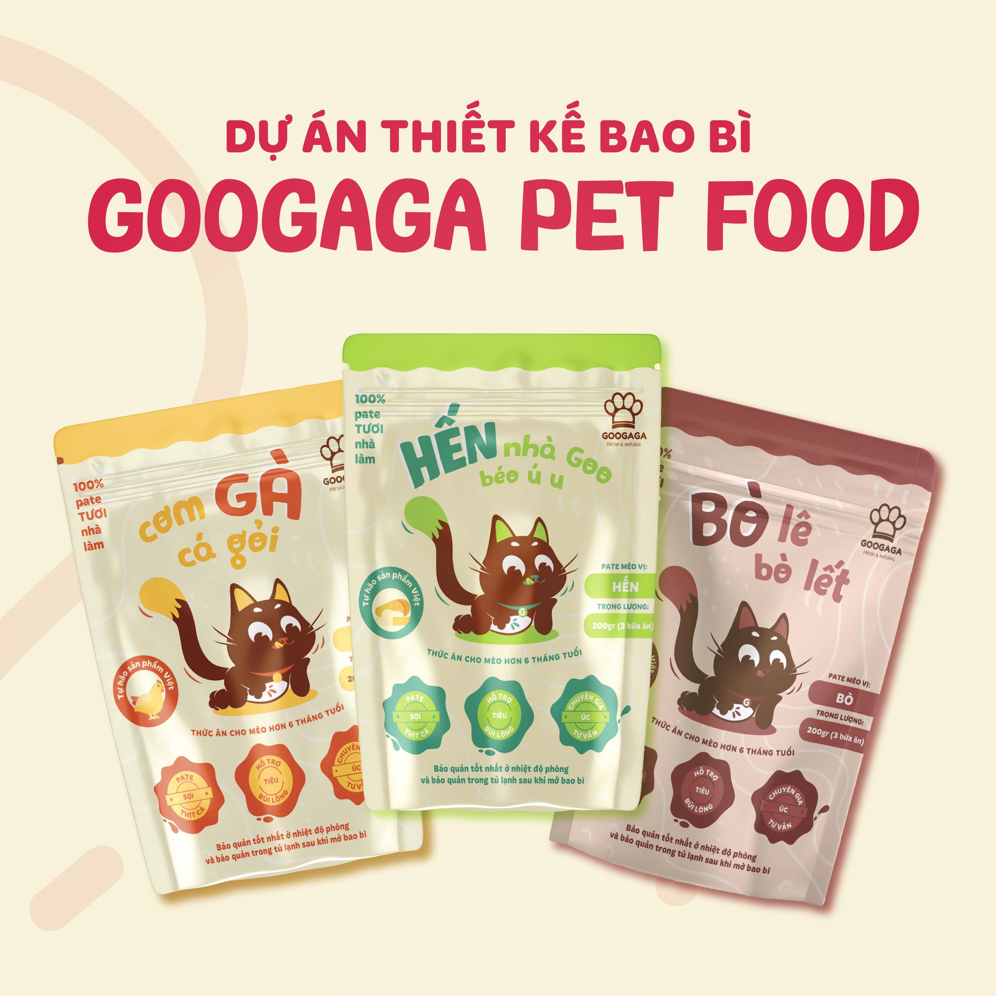 Thiết kế bao bì dự án GOOGAGA PET FOOD