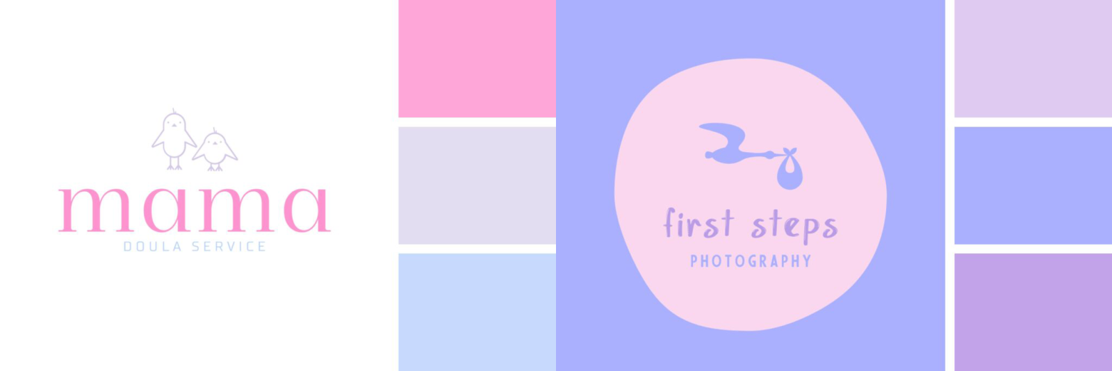 Ví dụ cho logo pastel tone tím và hồng