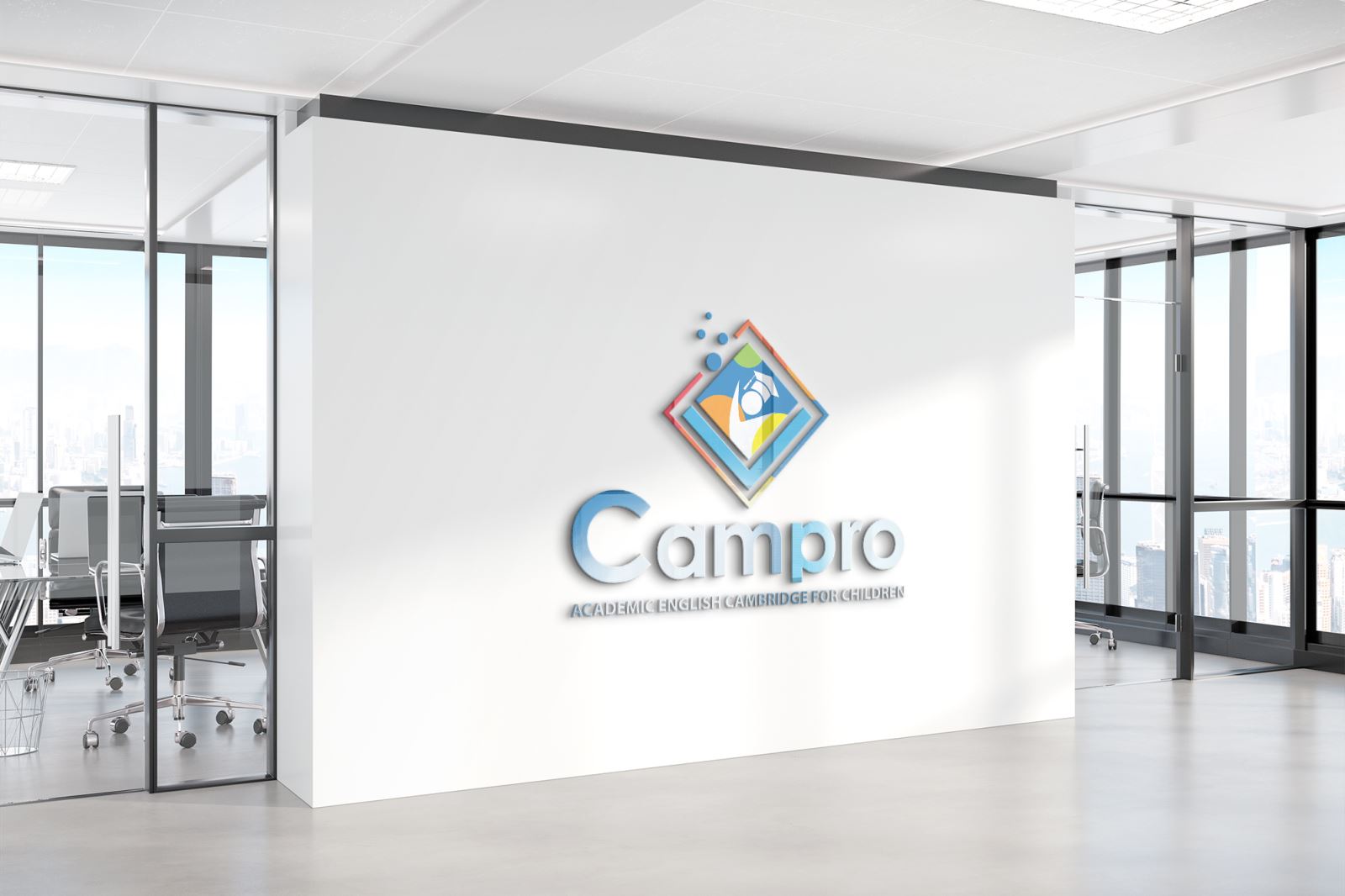Thiết kế logo trung tâm tiếng anh Campro